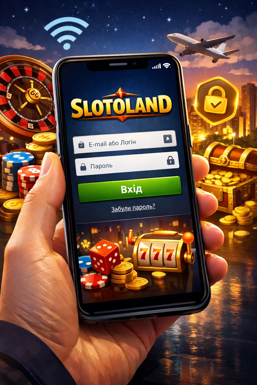 Вхід в Slotoland з мобільних пристроїв